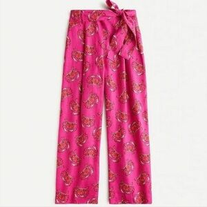 NWT J Crew Tie Waist Linen Pant Ratti King Crab pink